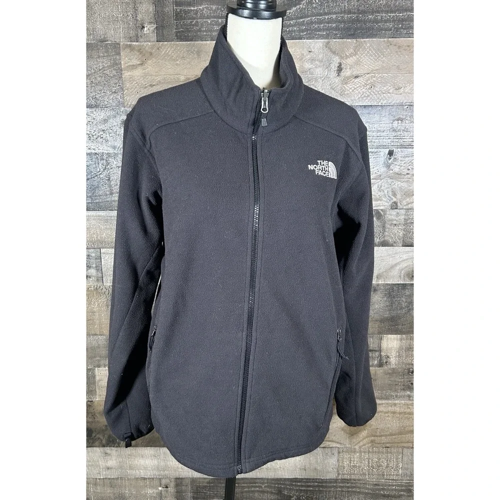 The North Face‎ Mens Medium Jacket Fleece Full Zip Coat Black Pockets Logo